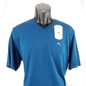TOMMY BAHAMA Men's Blue V-Neck Cotton T- Shirt

S